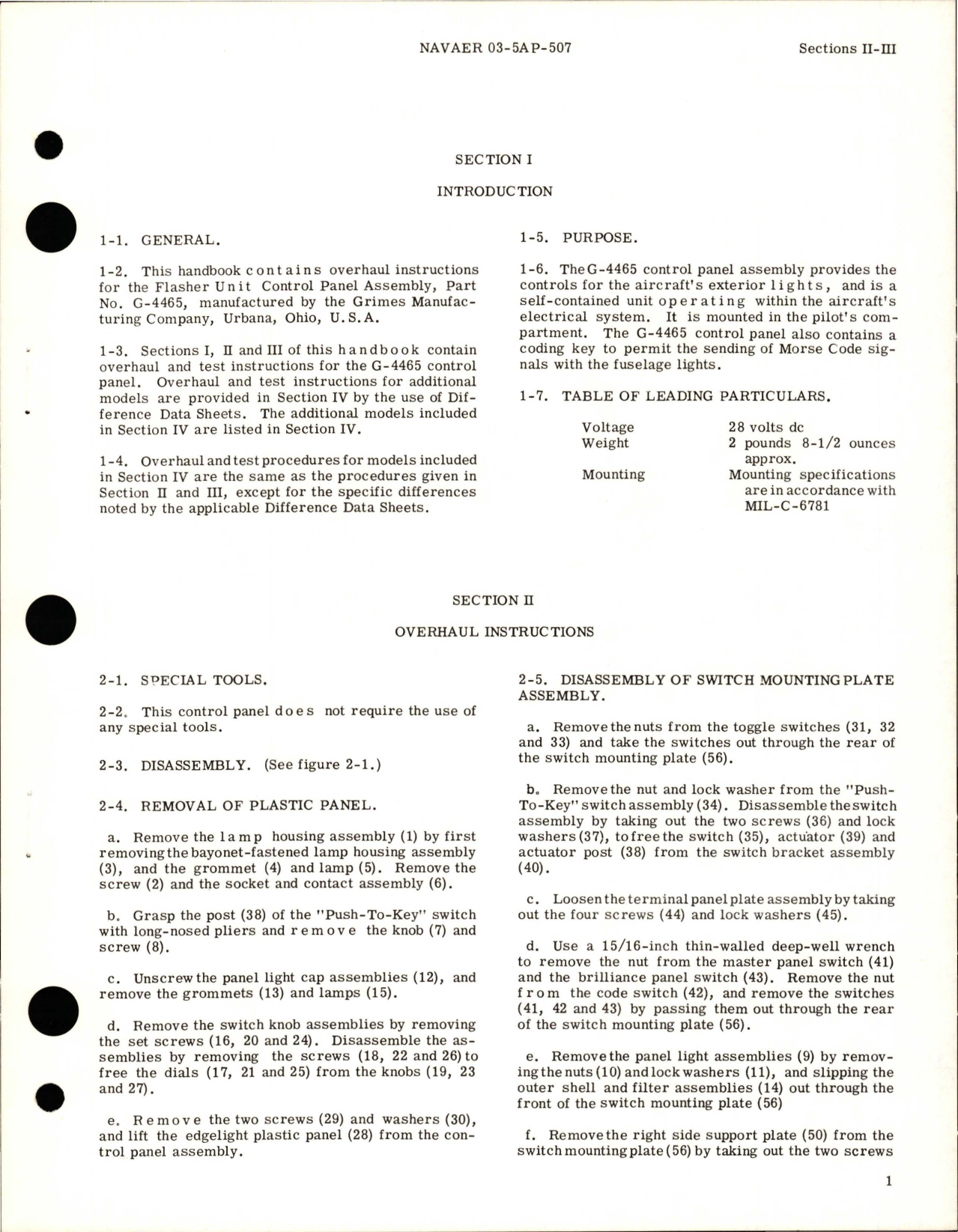 Sample page 5 from AirCorps Library document: Overhaul Instructions for Flasher Unit Control Panel Assembly - Part G-4465
