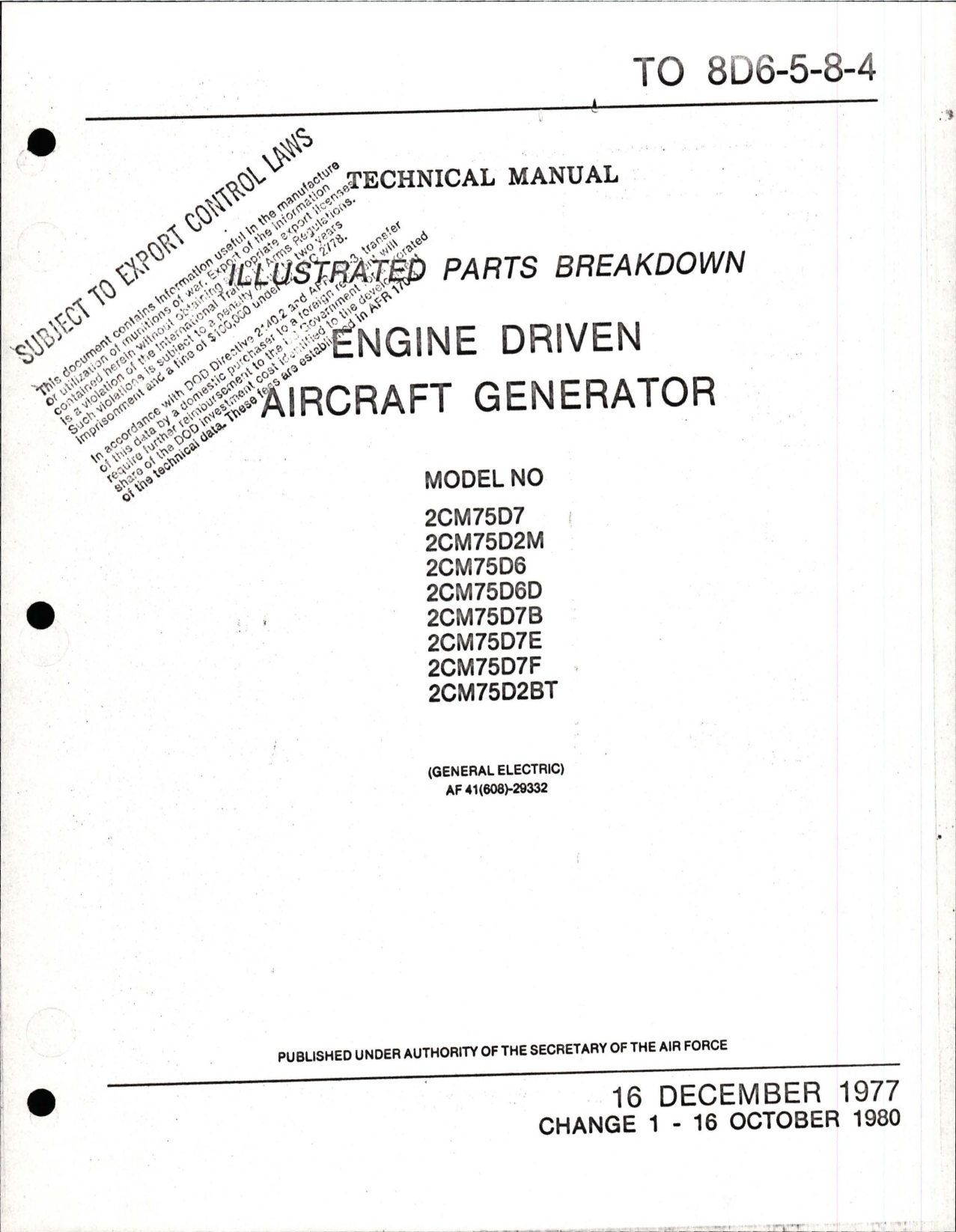 Sample page 1 from AirCorps Library document: Illustrated Parts Breakdown for Aircraft Generator