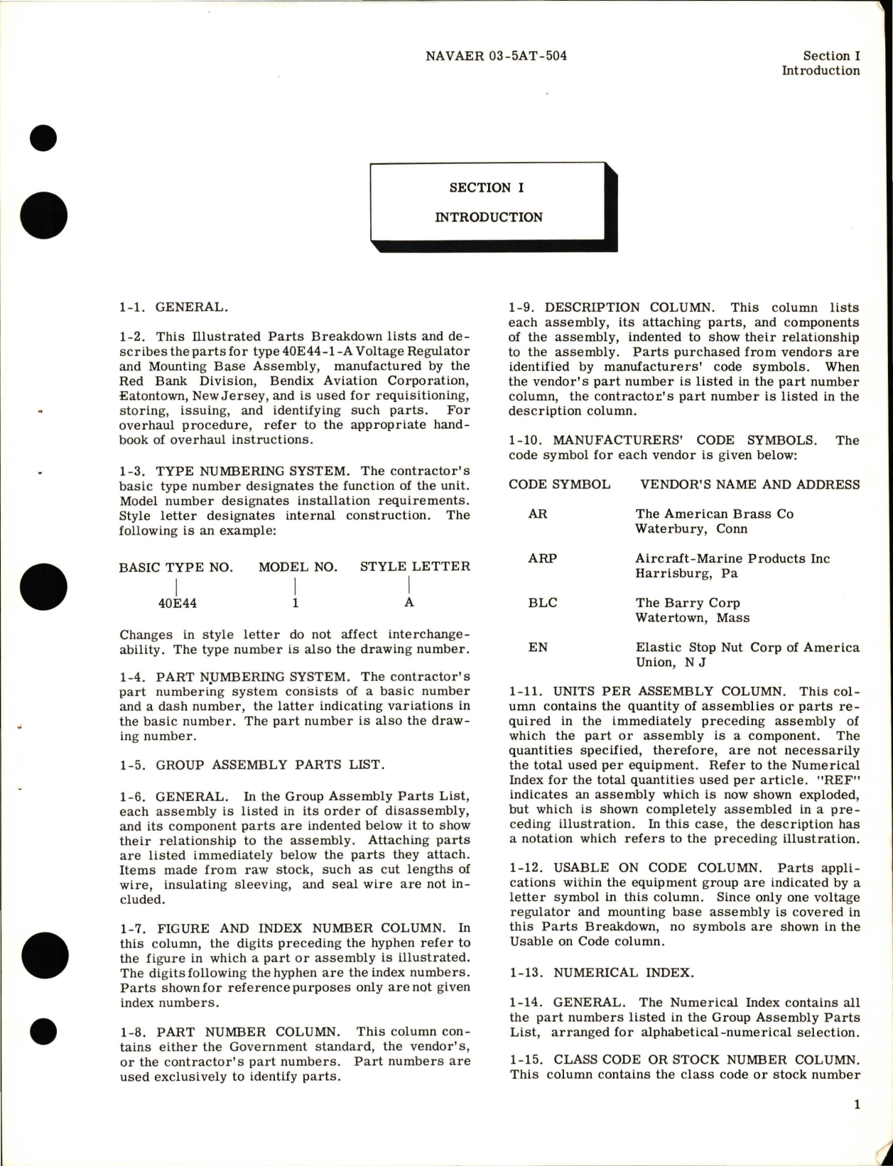 Sample page 5 from AirCorps Library document: Illustrated Parts Breakdown for Voltage Regulator and Mounting Base Assembly - Type 40E44-1-A