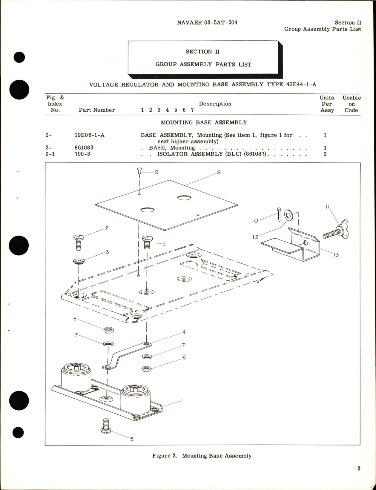 Sample page 7 from AirCorps Library document: Illustrated Parts Breakdown for Voltage Regulator and Mounting Base Assembly - Type 40E44-1-A