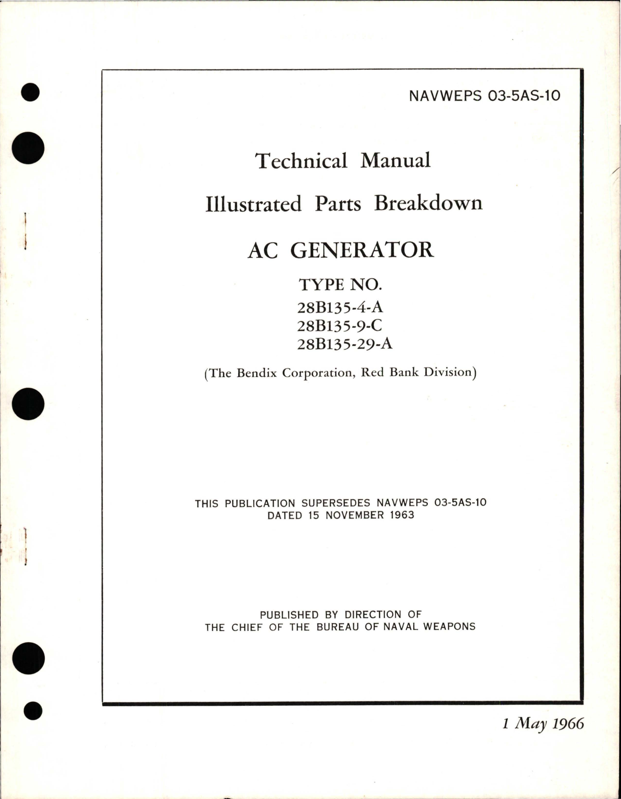 Sample page 1 from AirCorps Library document: Illustrated Parts Breakdown AC Generator - Types 28B135-4-A, 28B135-9-C, and 28B135-29-A 