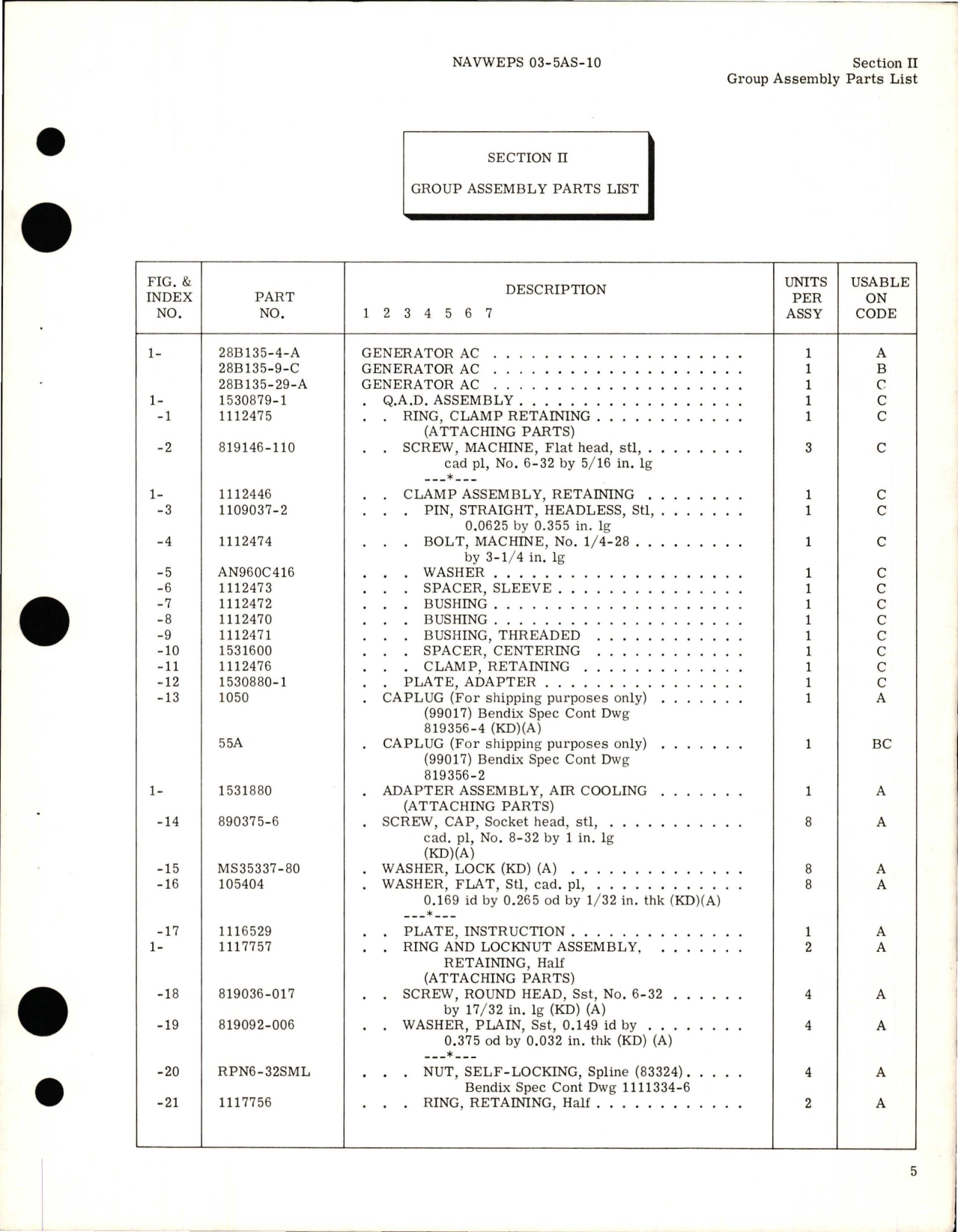 Sample page 7 from AirCorps Library document: Illustrated Parts Breakdown AC Generator - Types 28B135-4-A, 28B135-9-C, and 28B135-29-A 