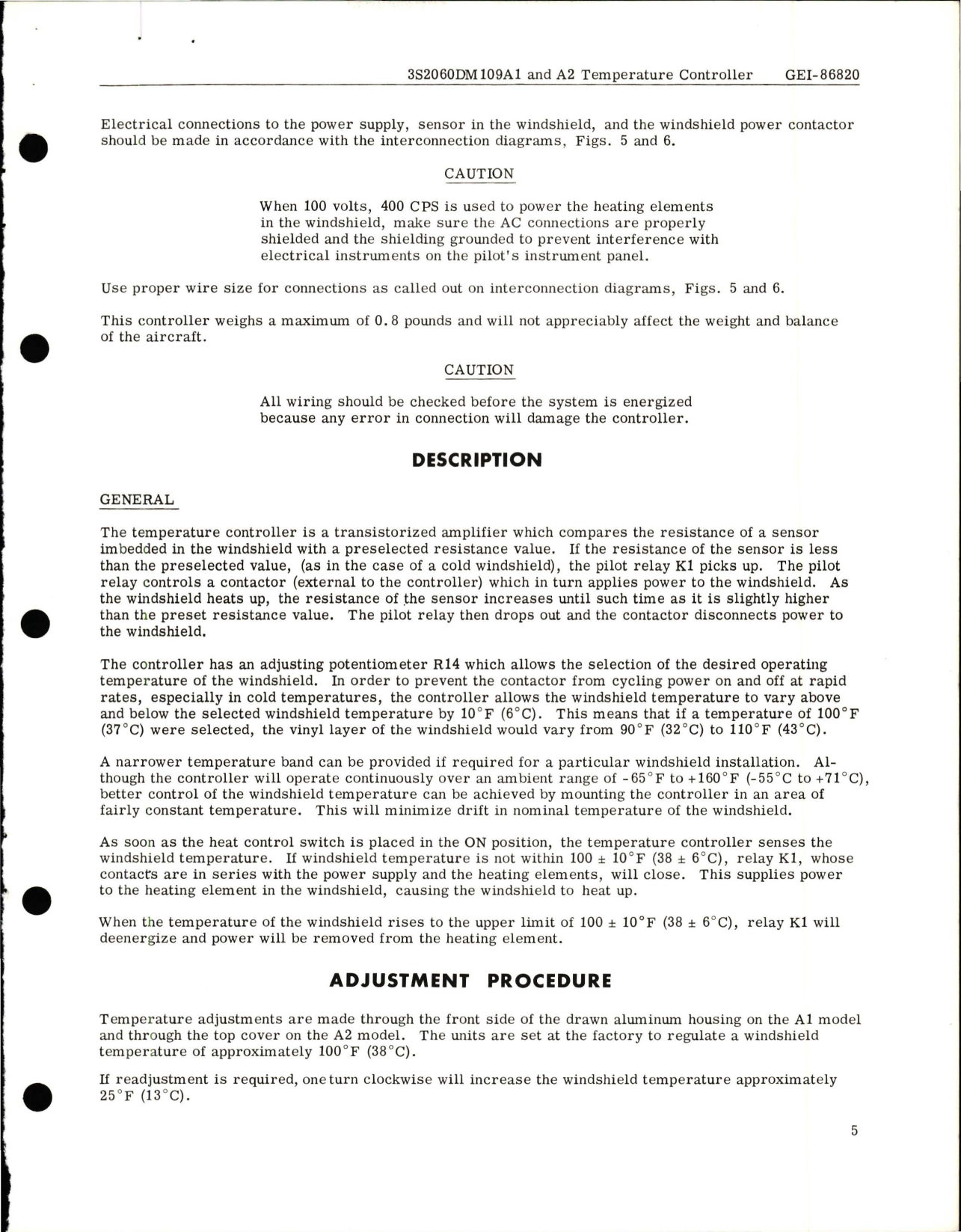 Sample page 5 from AirCorps Library document: Instructions for Temperature Controller - 3S2060DM109A1 and A2 