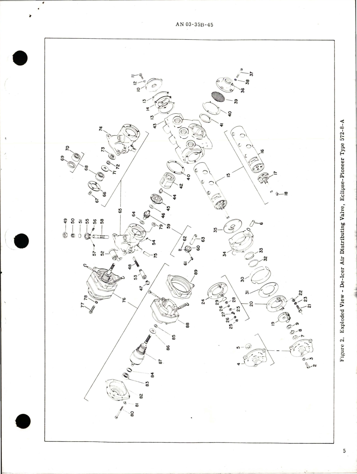 Sample page 5 from AirCorps Library document: Overhaul Instructions with Parts Breakdown for 5-Way Rotary De-Icer Air Distributing Valve - Type 572-8-A