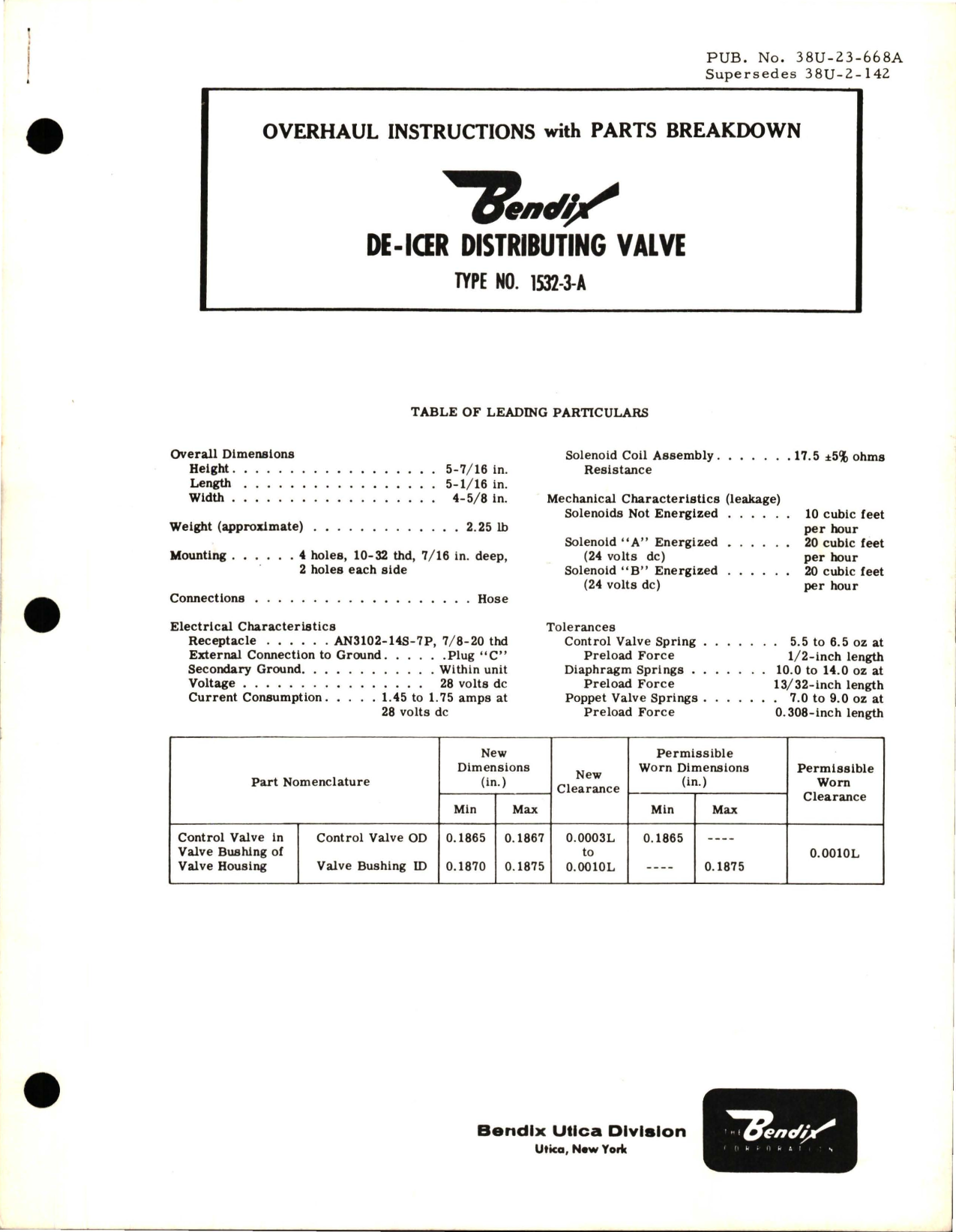 Sample page 1 from AirCorps Library document: Overhaul Instructions with Parts Breakdown for De-Icer Distributing Valve - Type 1532-3-A