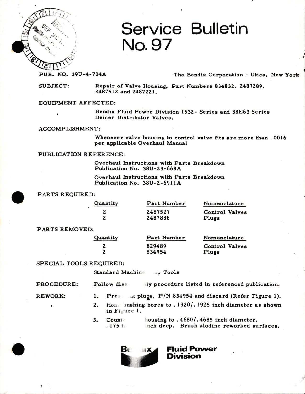 Sample page 1 from AirCorps Library document: Repair of Housing - Parts 834832, 2487289, 2487512, and 2487221 