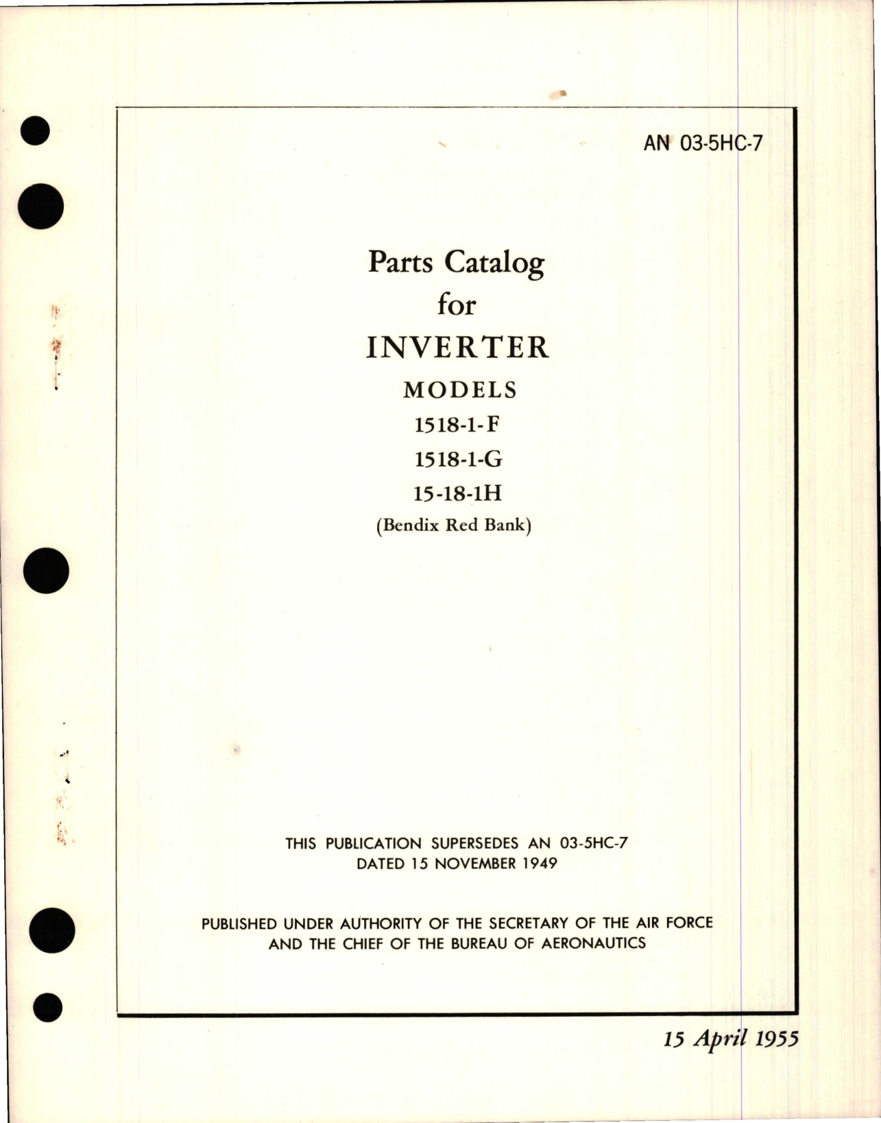 Sample page 1 from AirCorps Library document: Parts Catalog for Inverter 