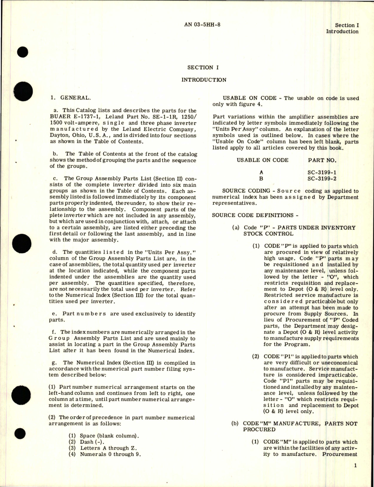 Sample page 5 from AirCorps Library document: Parts Catalog for Inverter - Part SE-1-1R