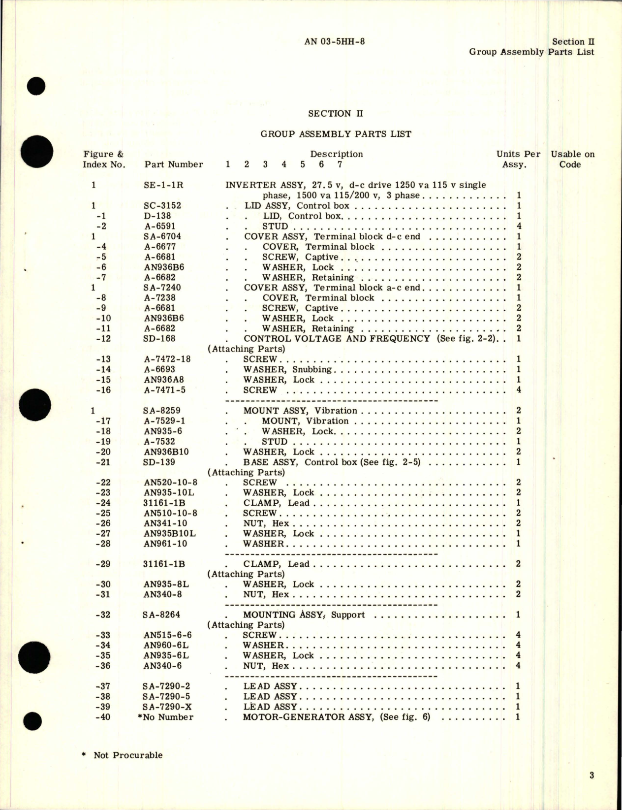 Sample page 7 from AirCorps Library document: Parts Catalog for Inverter - Part SE-1-1R