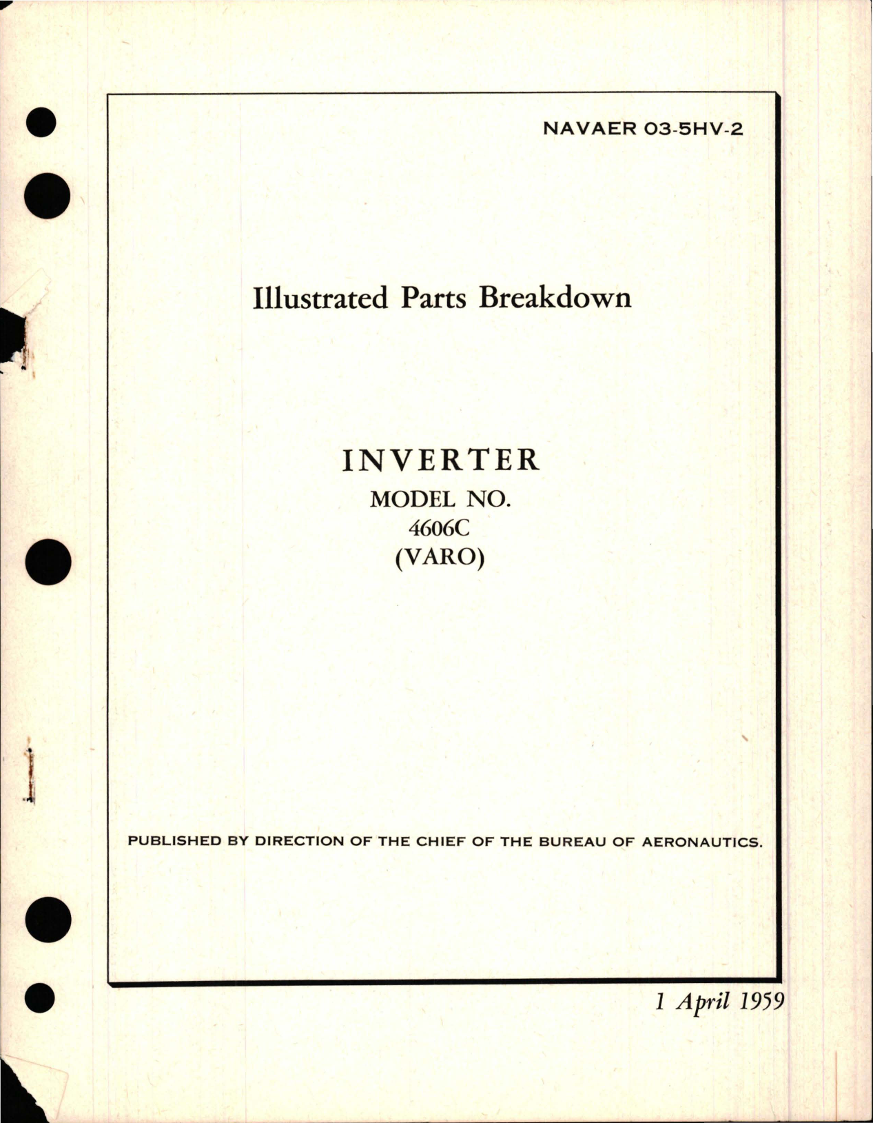 Sample page 1 from AirCorps Library document: Illustrated Parts Breakdown for Inverter - Model 4606C