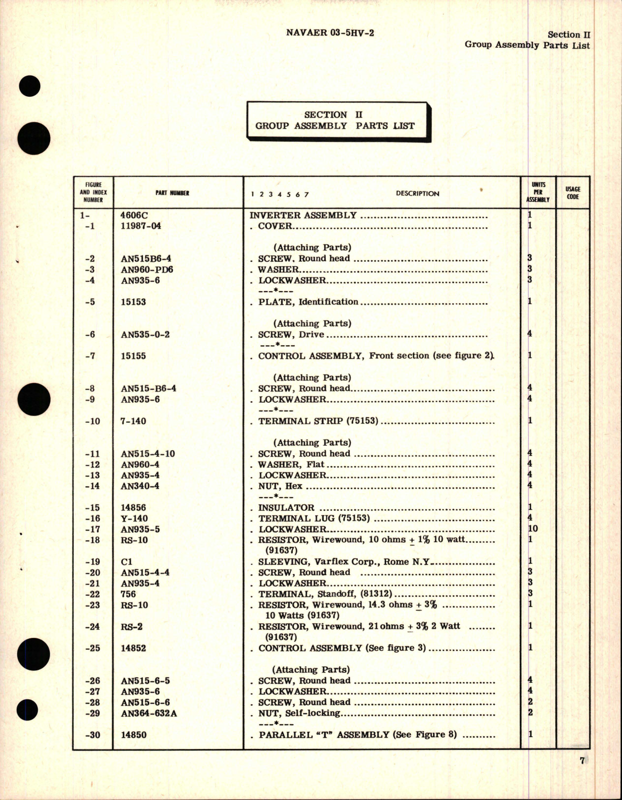 Sample page 9 from AirCorps Library document: Illustrated Parts Breakdown for Inverter - Model 4606C