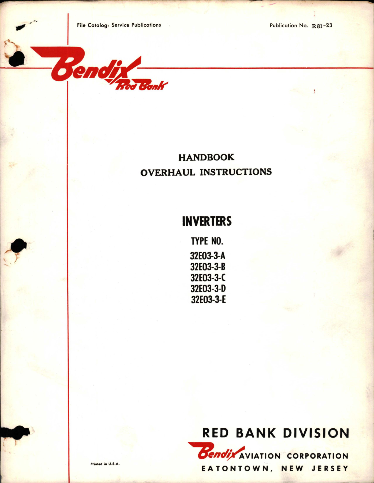 Sample page 1 from AirCorps Library document: Overhaul Instructions for Inverters 