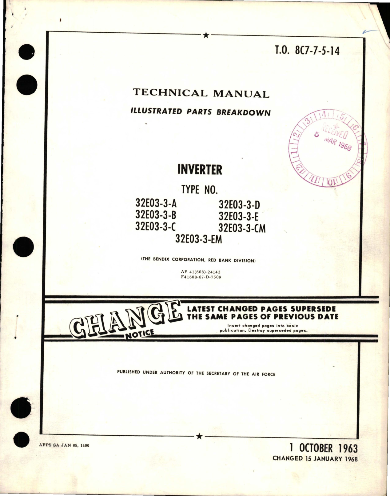 Sample page 1 from AirCorps Library document: Illustrated Parts Breakdown for Inverter 