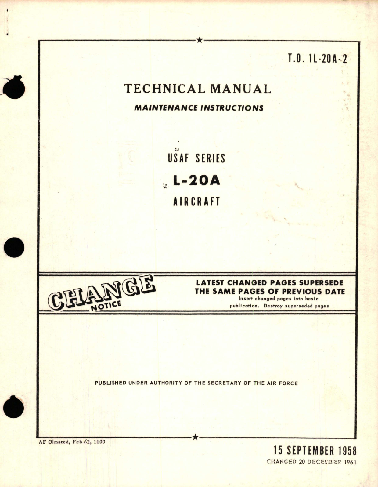 Sample page 1 from AirCorps Library document: Maintenance Instructions for L-20A