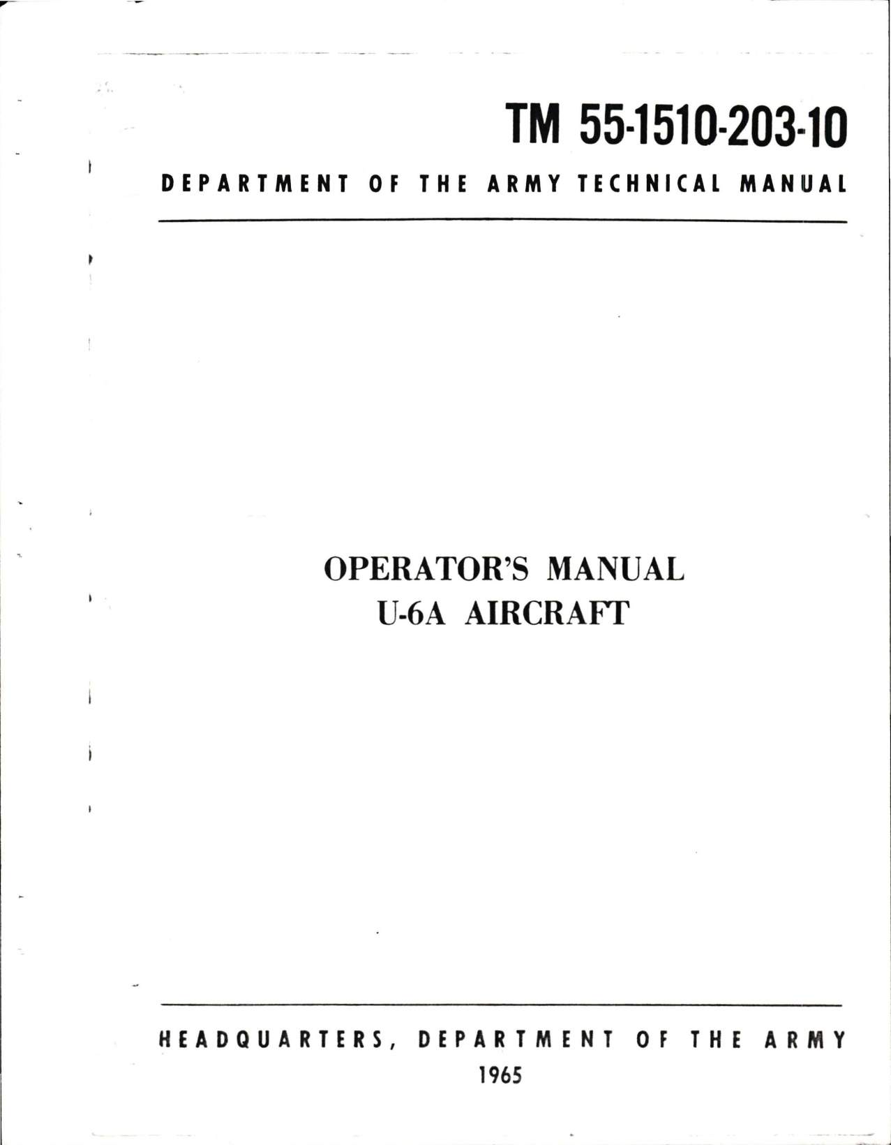 Sample page 1 from AirCorps Library document: Operator's Manual for U-6A