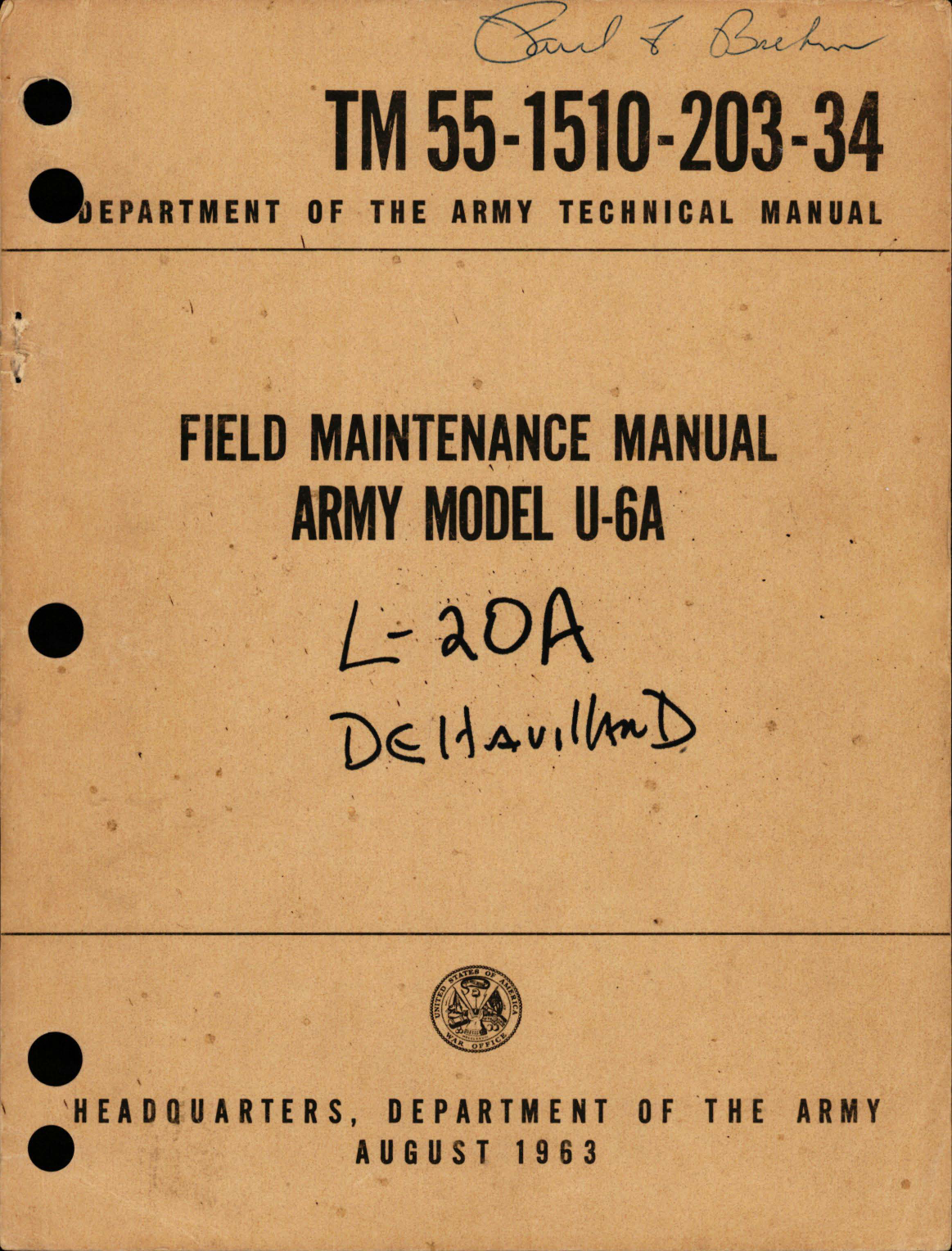 Sample page 1 from AirCorps Library document: Field Maintenance Manual for U-6A
