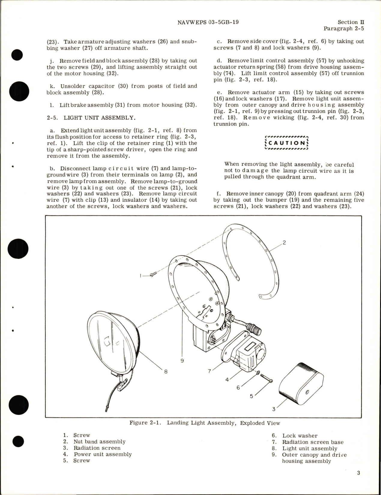 Sample page 7 from AirCorps Library document: Overhaul Instructions for Electrically Retractable Landing Light Assembly 