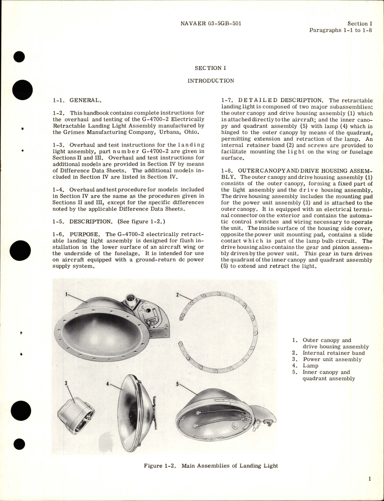 Sample page 5 from AirCorps Library document: Overhaul Instructions for Electrically Retractable Landing Lights - Parts G-4700-2, G-4700-3, G-4700-5, and G-4700-6
