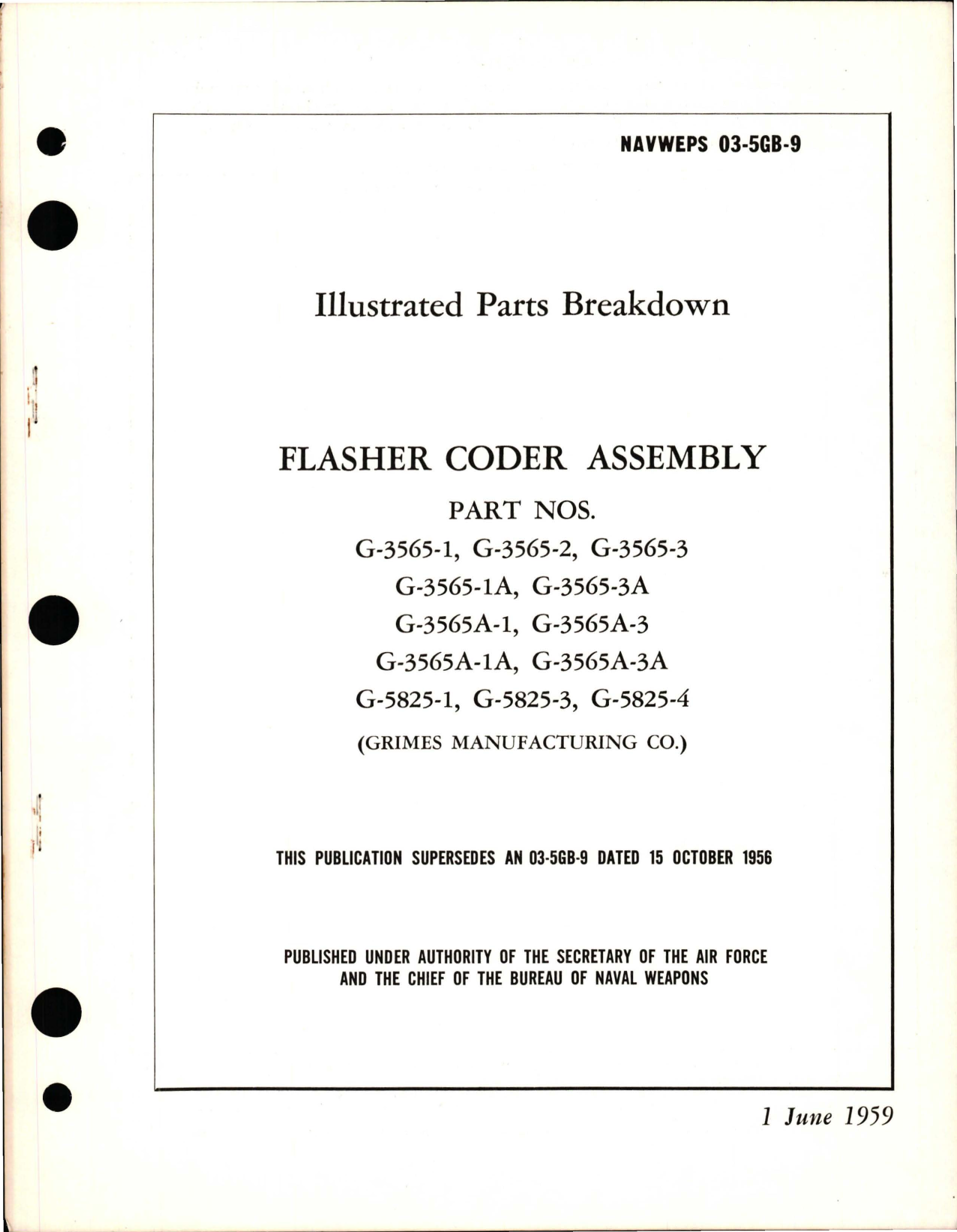Sample page 1 from AirCorps Library document: Illustrated Parts Breadown for Flasher Coder Assembly 