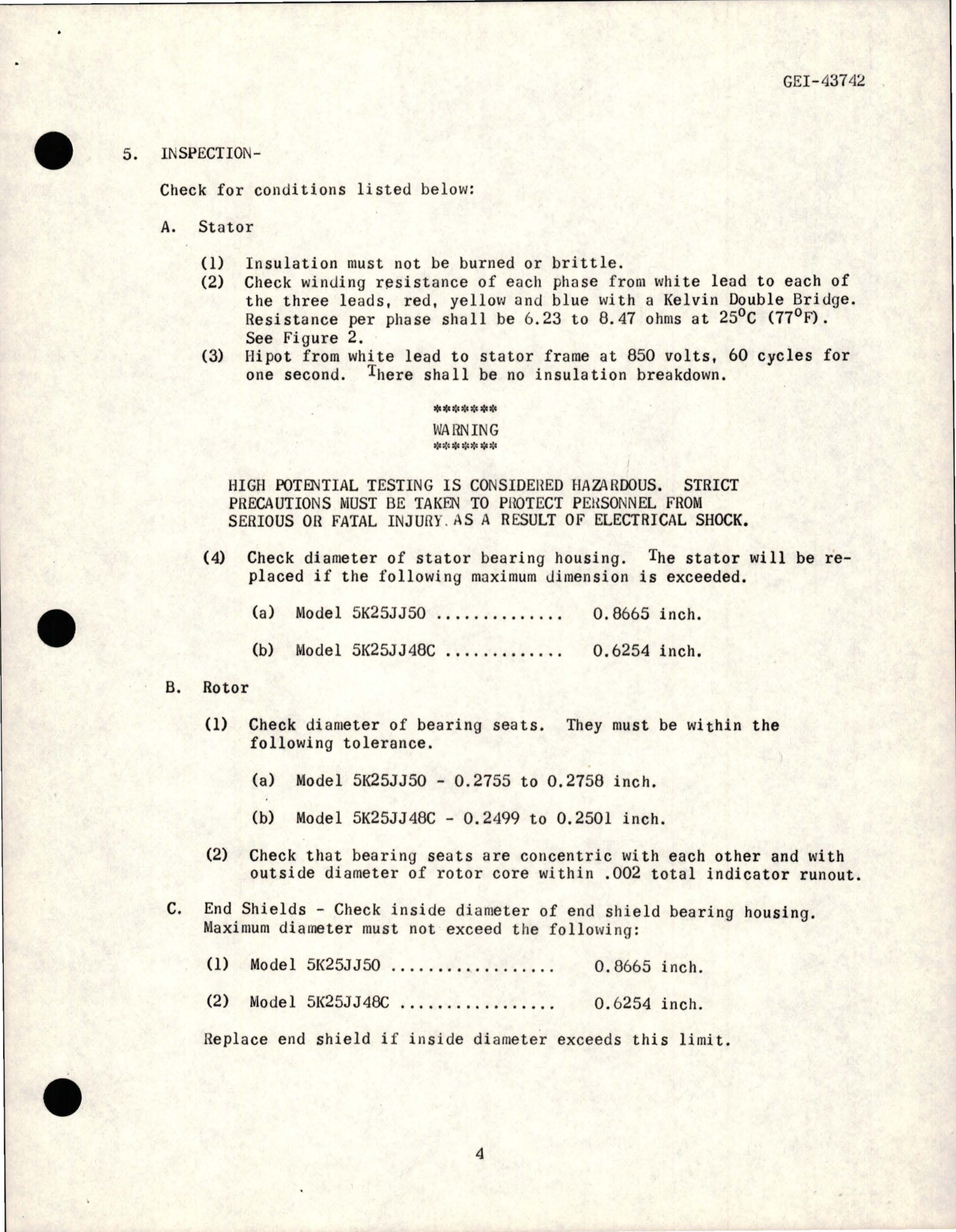 Sample page 5 from AirCorps Library document: Overhaul Instructions with Parts Breakdown for Alternating-Current Motors - Models 5K25JJ48C and 5K5JJ50