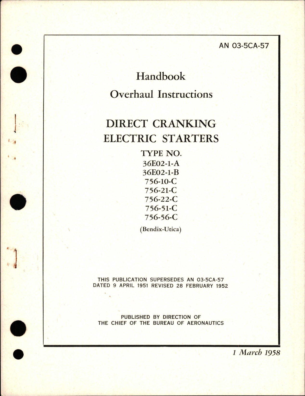 Sample page 1 from AirCorps Library document: Overhaul Instructions for Direct Cranking Electric Starters 