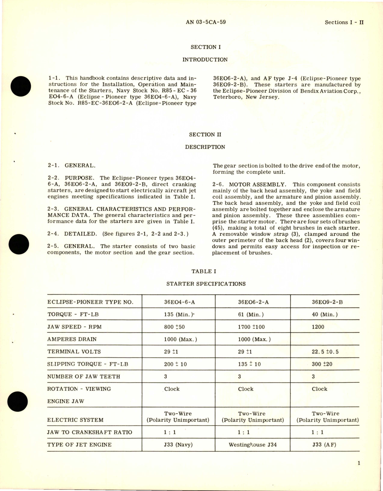Sample page 5 from AirCorps Library document: Operation and Service Instructions for Starters - Models 36E04-6-A, 36E06-2-A, 36E09-2-B