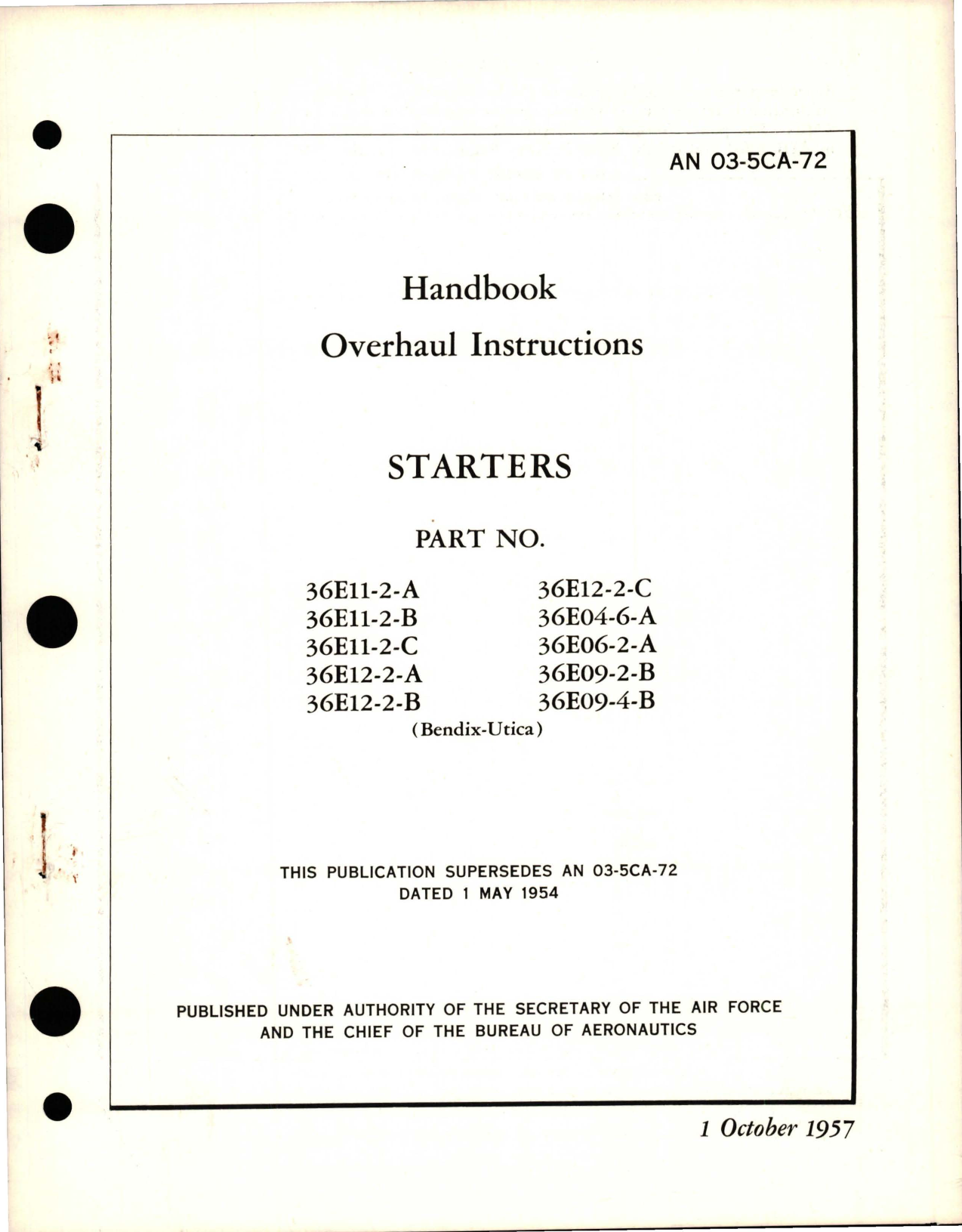 Sample page 1 from AirCorps Library document: Overhaul Instructions for Starters 
