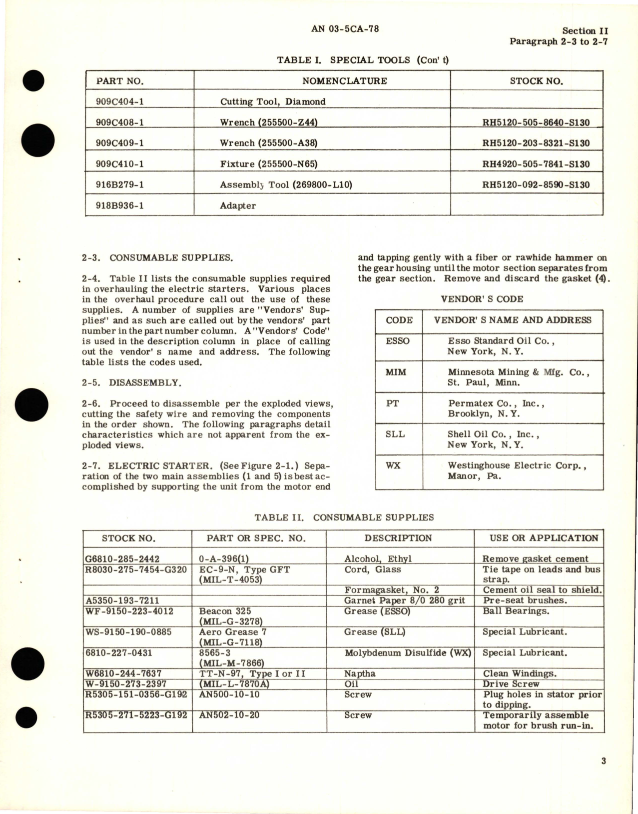 Sample page 5 from AirCorps Library document: Overhaul Instructions for Electric Starters (Gas Turbine Engines J34-WE-34, J34-WE-36) - Models A28A8544, A28A8544A 