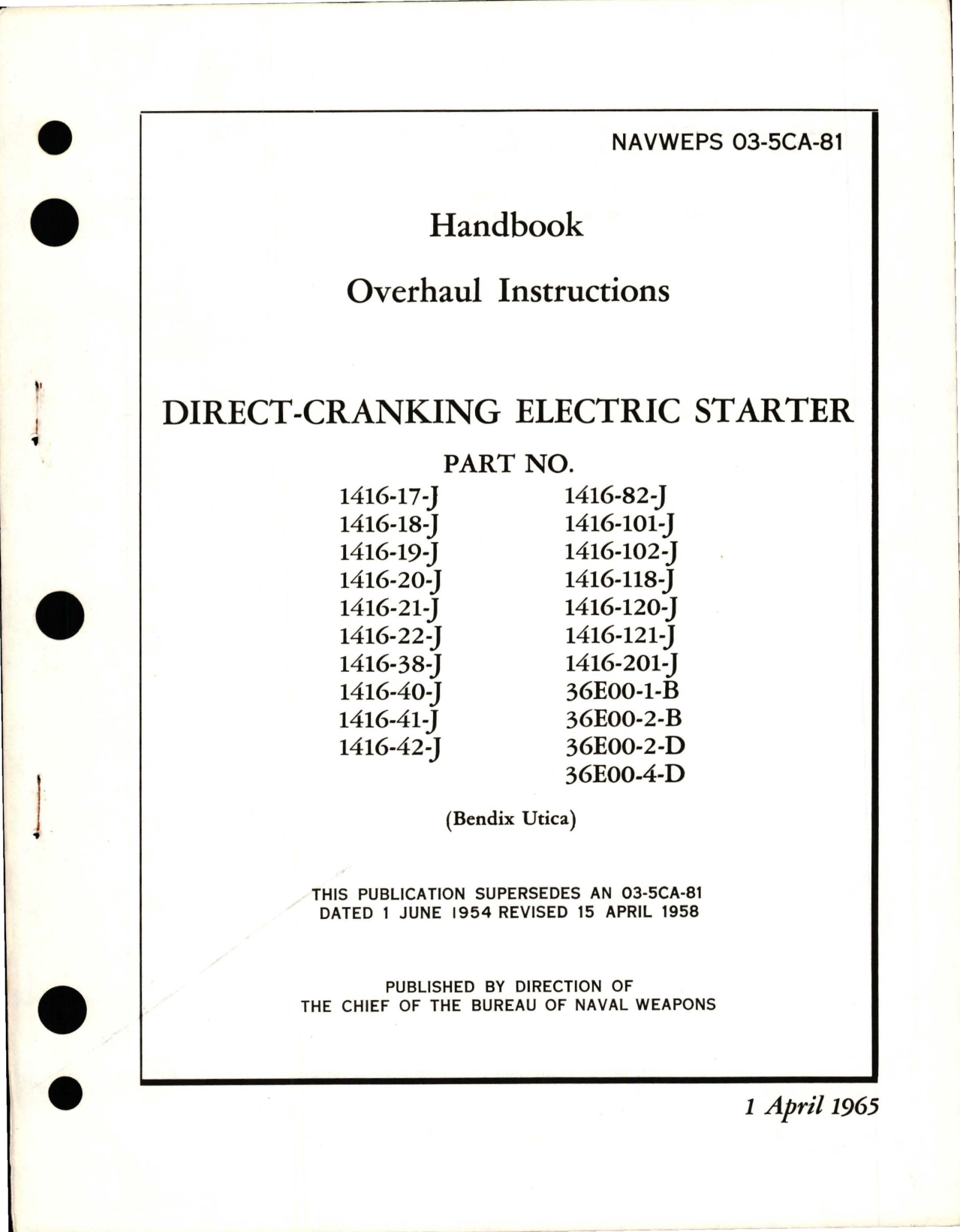 Sample page 1 from AirCorps Library document: Overhaul Instructions for Direct-Cranking Electric Starter 