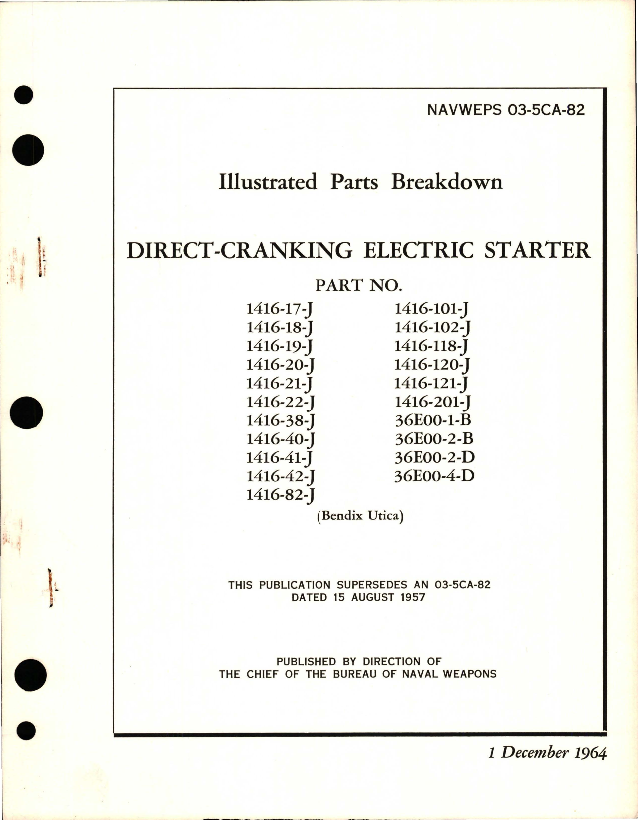 Sample page 1 from AirCorps Library document: Illustrated Parts Breakdown for Direct-Cranking Electric Starter 