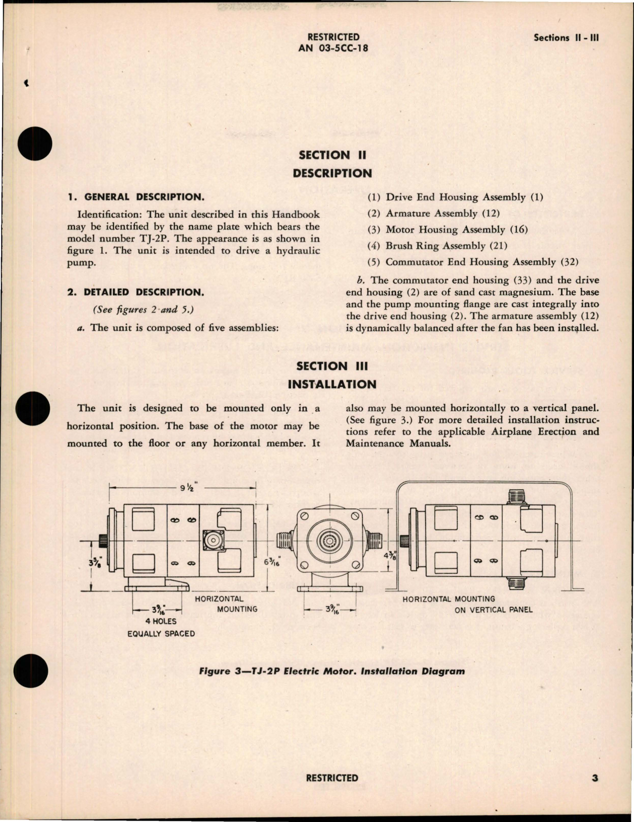 Sample page 7 from AirCorps Library document: Instructions with Parts Catalog for Electric Motor - Model TJ-2P
