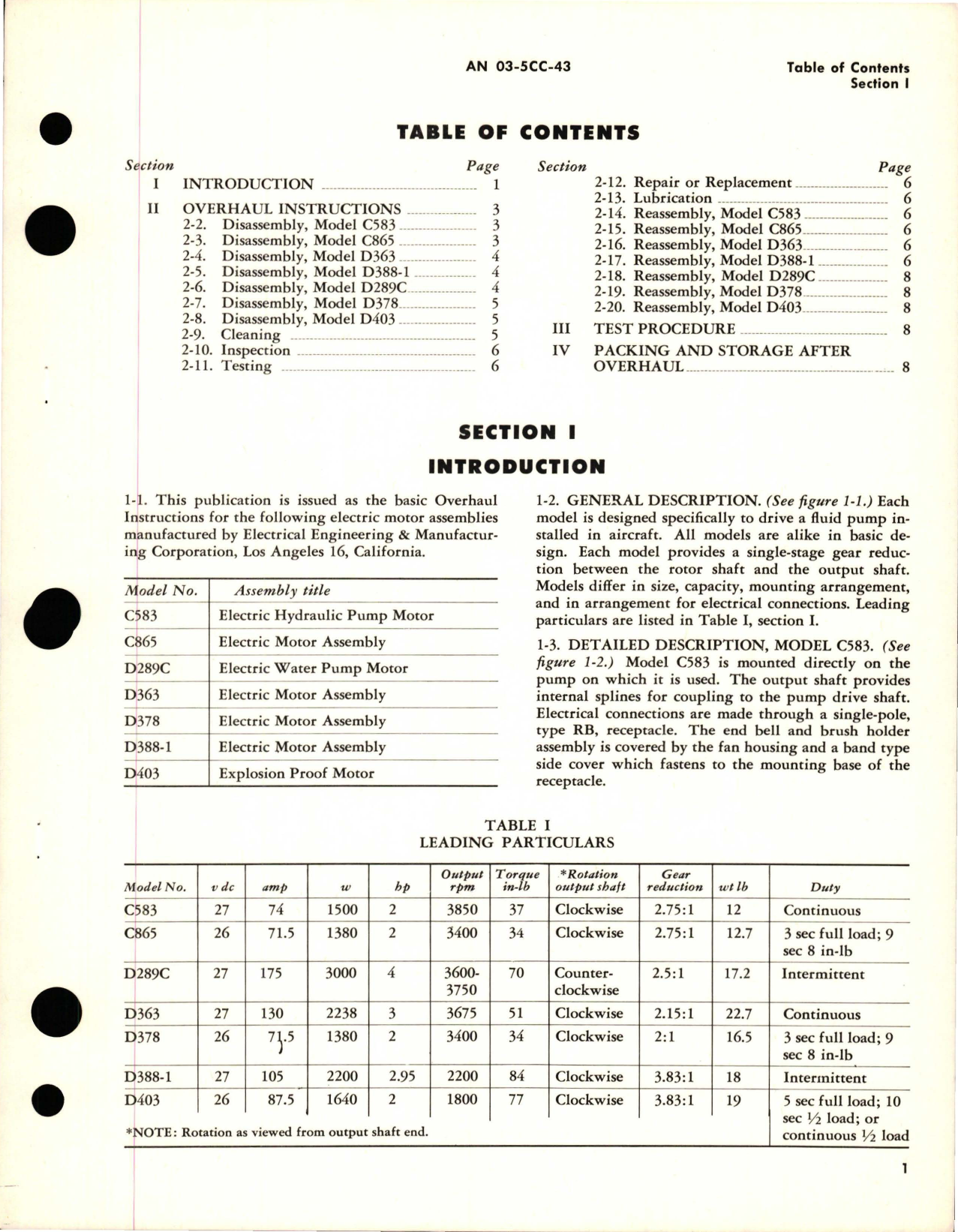 Sample page 5 from AirCorps Library document: Overhaul Instructions for Electric Motors 