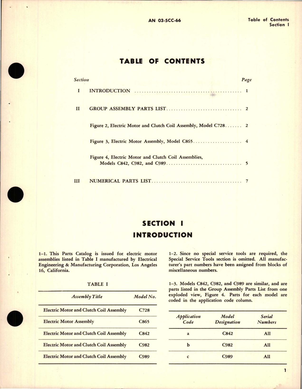 Sample page 5 from AirCorps Library document: Parts Catalog for Electric Motors 