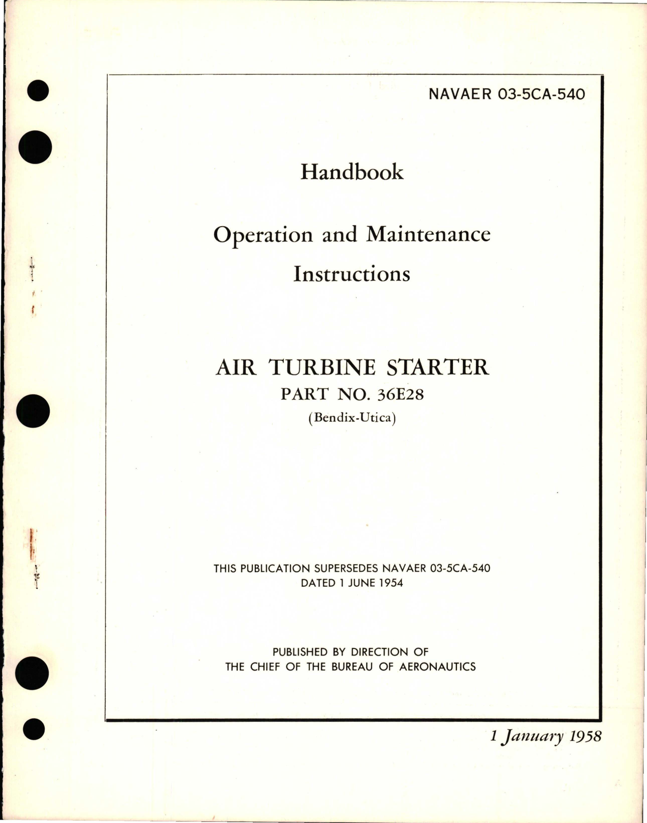 Sample page 1 from AirCorps Library document: Operation and Maintenance Instructions for Air Turbine Starter - Part 36E28