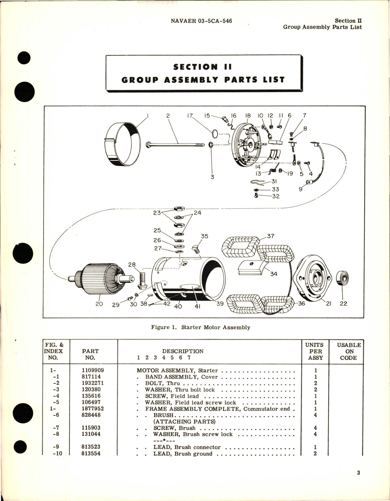 Sample page 5 from AirCorps Library document: Illustrated Parts Breakdown for Starting Motor Assembly - Part 1109909 