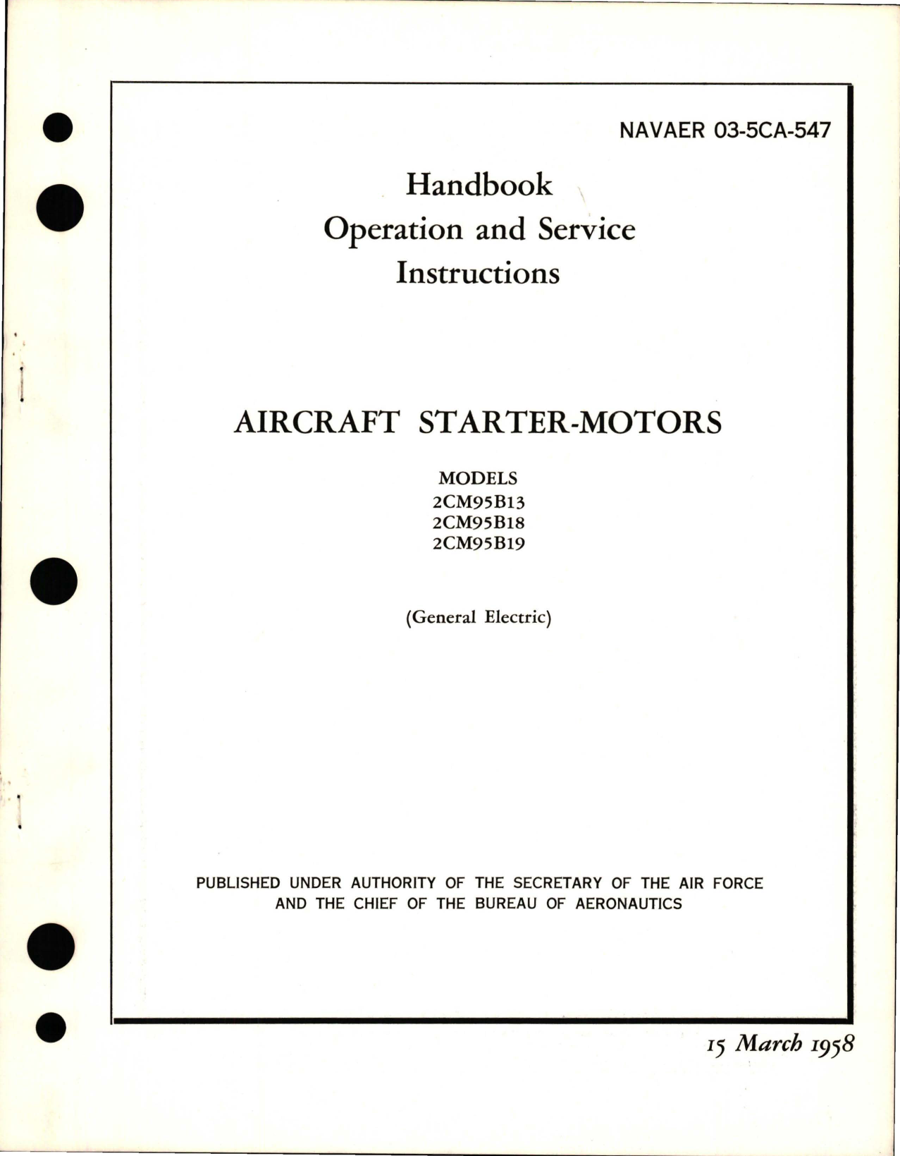 Sample page 1 from AirCorps Library document: Operation and Service Instructions for Starter-Motors