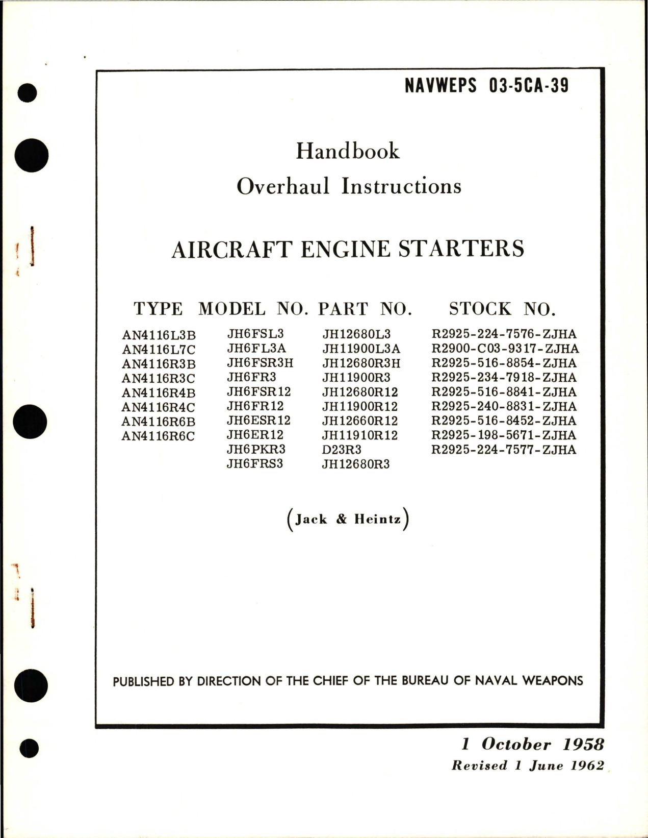 Sample page 1 from AirCorps Library document: Overhaul Instructions for Engine Starters 