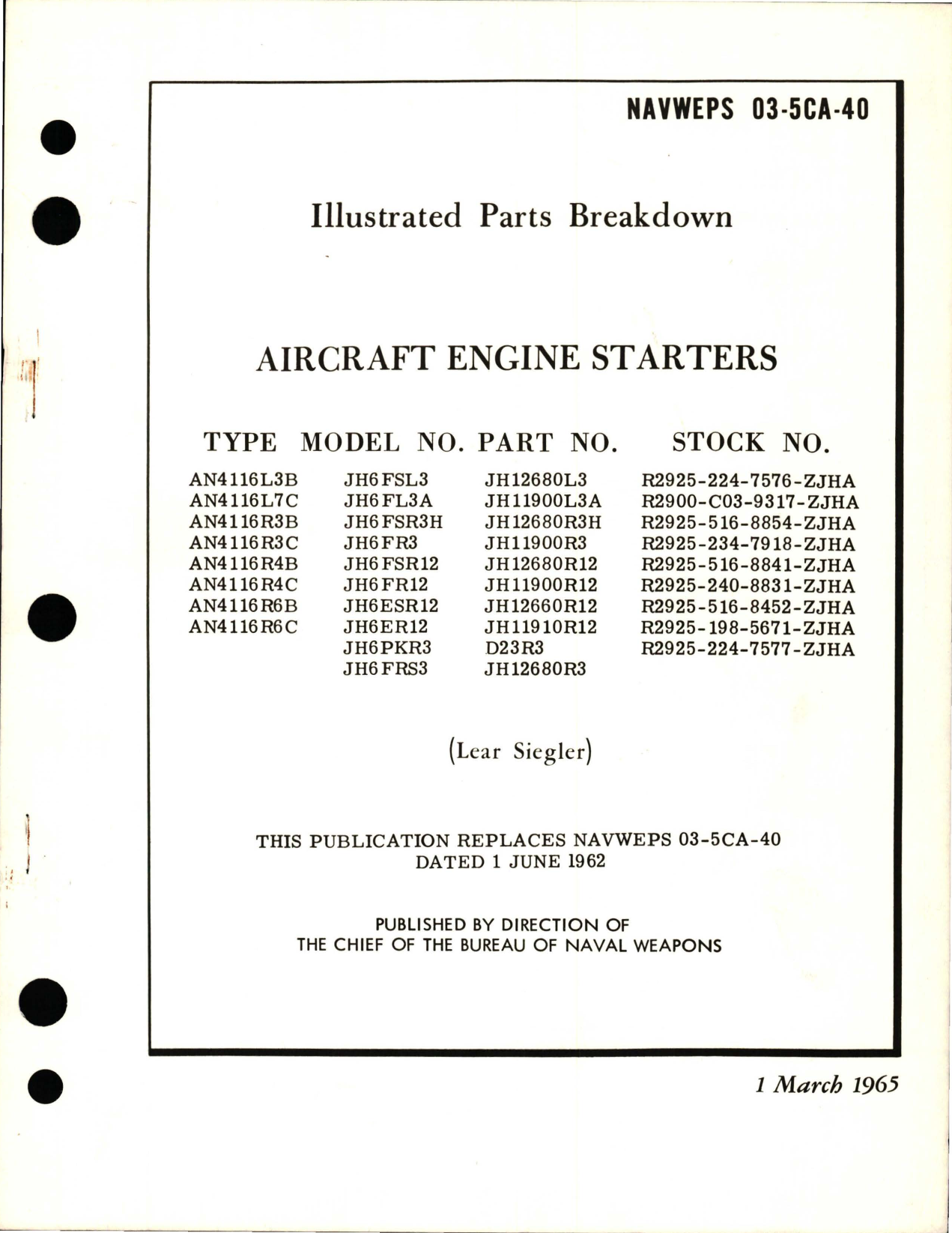 Sample page 1 from AirCorps Library document: Illustrated Parts Breakdown for Engine Starters