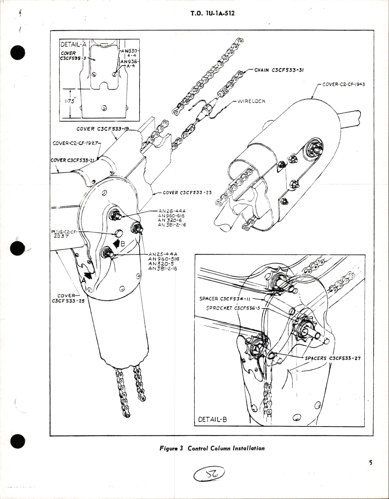 Sample page 5 from AirCorps Library document: Installation of Dual Control Column on YU-1 & U-1A