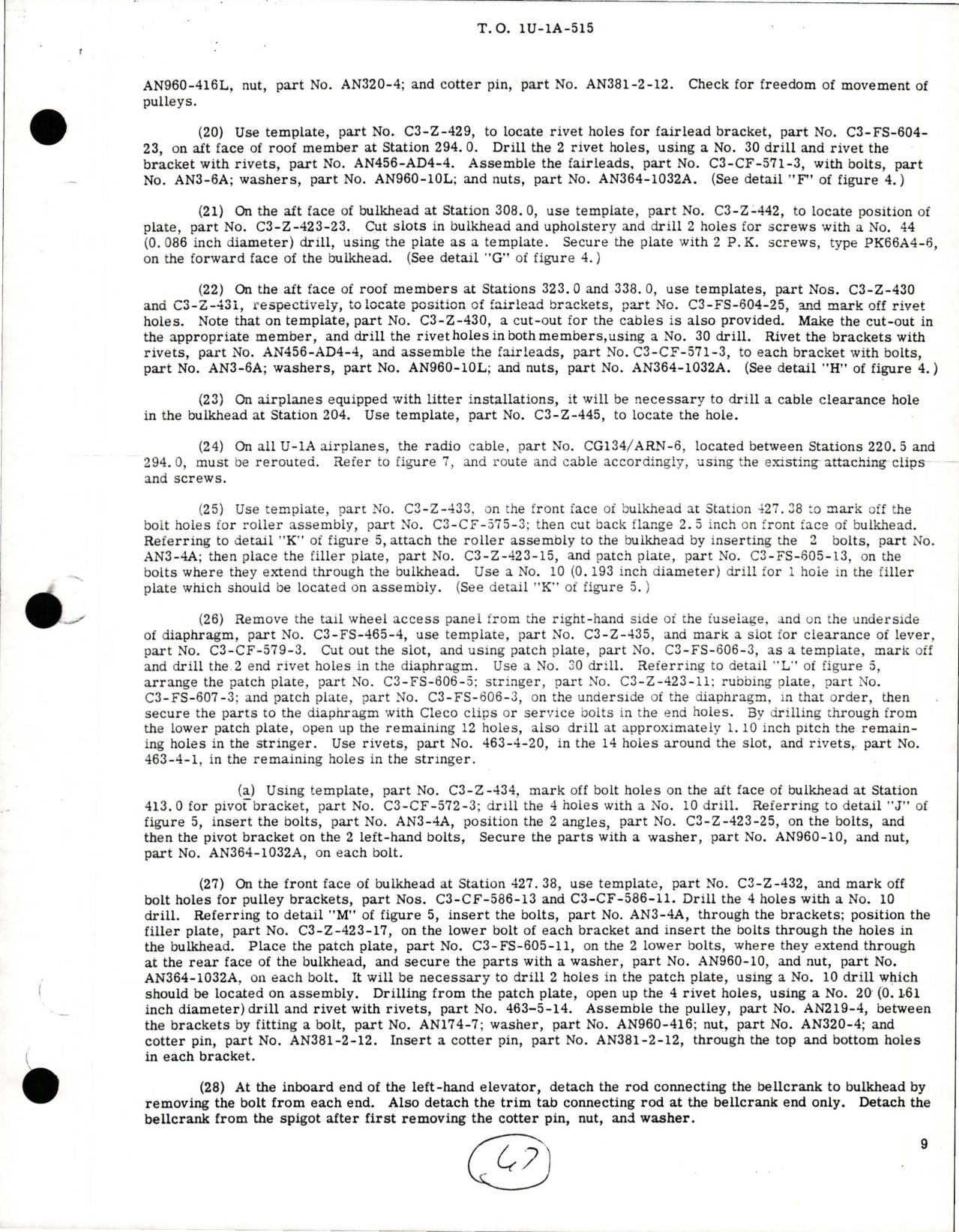 Sample page 9 from AirCorps Library document: Installation of Flap Operated Elevator Trim Tab on YU-1 and U-1A
