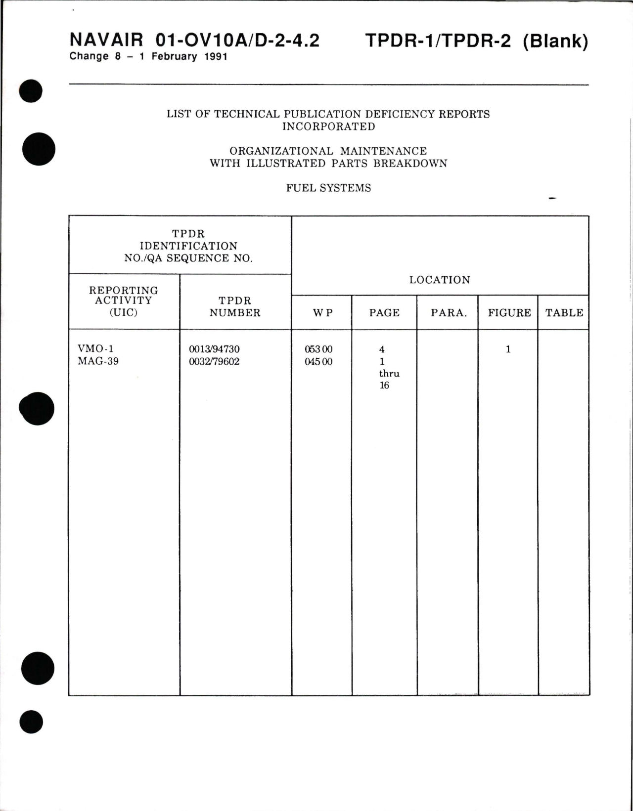 Sample page 7 from AirCorps Library document: Organizational Maintenance with Illustrated Parts Breakdown for Fuel Systems on the OV-10A/D