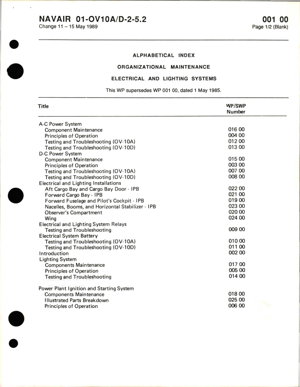 Sample page 7 from AirCorps Library document: Organizational Maintenance with Illustrated Parts Breakdown for Electrical and Lighting Systems for OV-10A/D