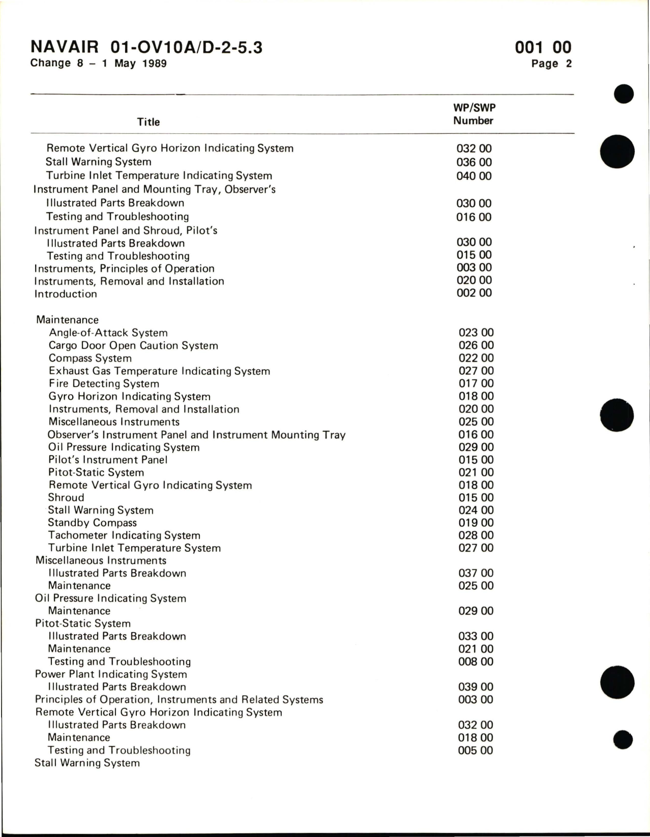 Sample page 8 from AirCorps Library document: Organizational Maintenance with Illustrated Parts Breakdown for Instruments and Related Systems for OV-10A/D