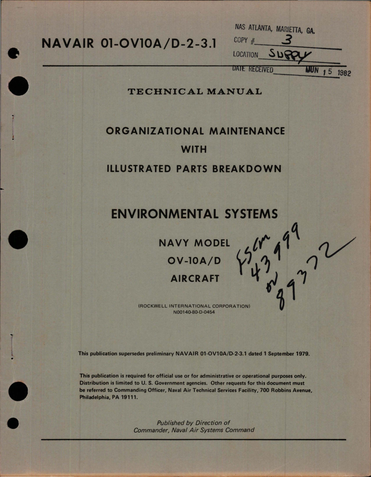 Sample page 1 from AirCorps Library document: Organizational Maintenance with Illustrated Parts Breakdown for Environmental Systems for OV-10A/D