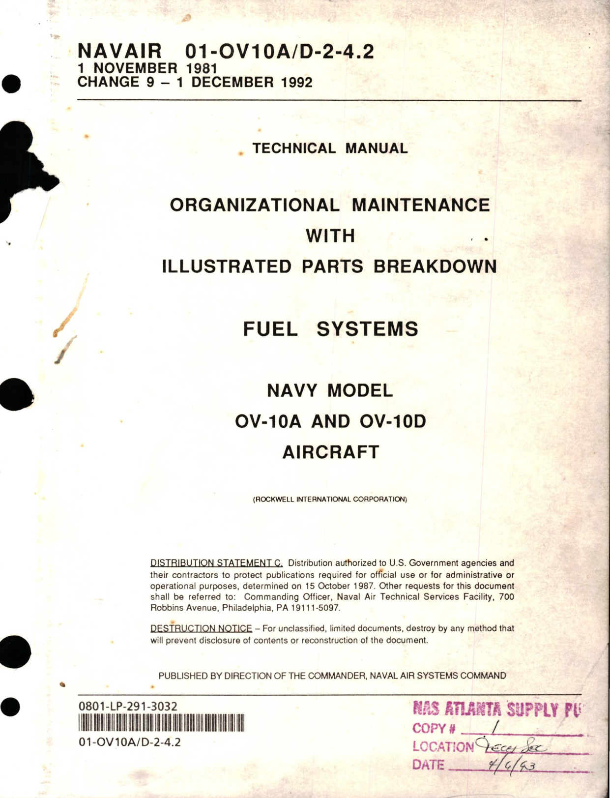Sample page 1 from AirCorps Library document: Organizational Maintenance with Illustrated Parts Breakdown for Fuel Systems on OV-10A and OV-10D 