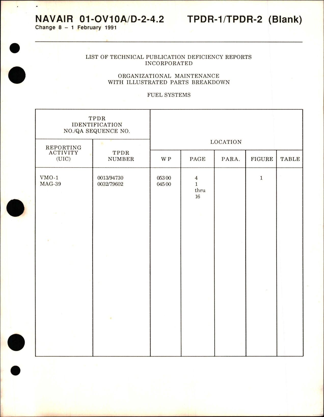 Sample page 7 from AirCorps Library document: Organizational Maintenance with Illustrated Parts Breakdown for Fuel Systems on OV-10A and OV-10D 
