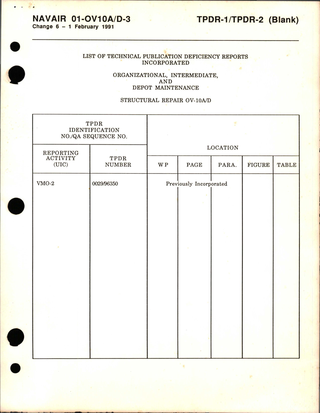 Sample page 5 from AirCorps Library document: Organizational, Intermediate and Depot Maintenance for Structural Repair on the OV-10A/D
