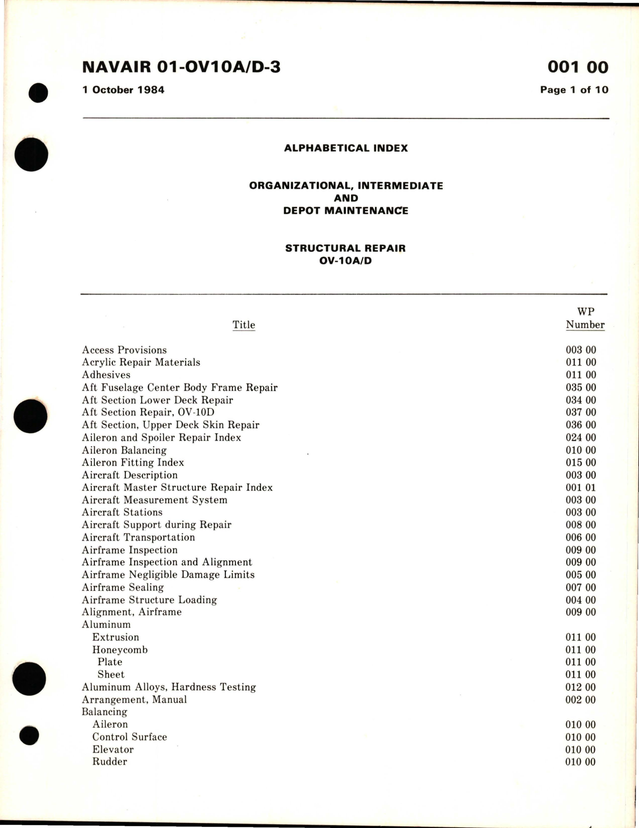 Sample page 7 from AirCorps Library document: Organizational, Intermediate and Depot Maintenance for Structural Repair on the OV-10A/D