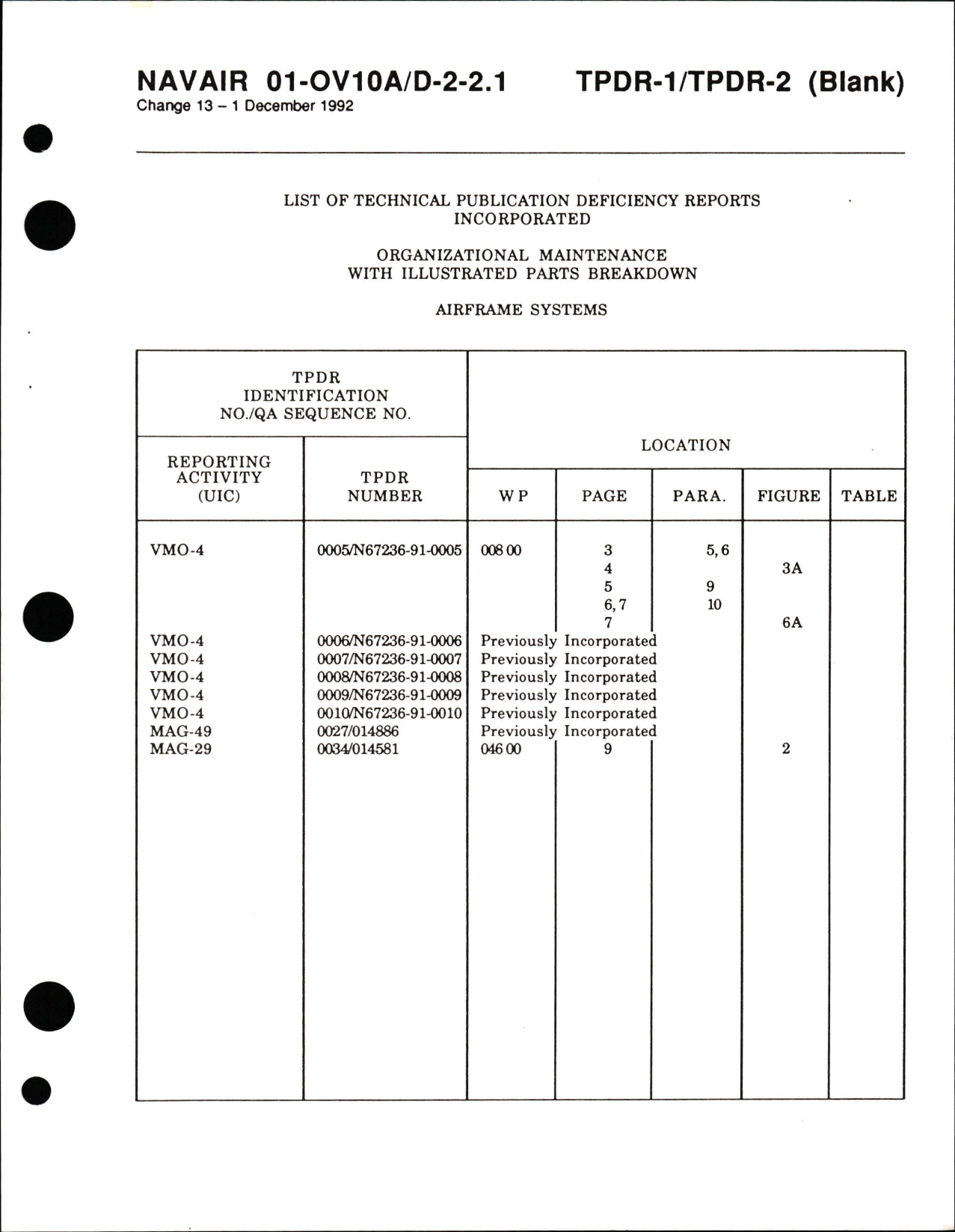 Sample page 7 from AirCorps Library document: Organizational Maintenance with Illustrated Parts Breakdown for Airframe Systems on OV-10A/D