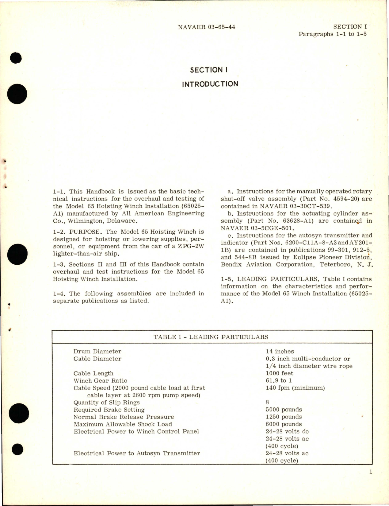 Sample page 5 from AirCorps Library document: Overhaul Instructions for Hoisting Winch - Model 65